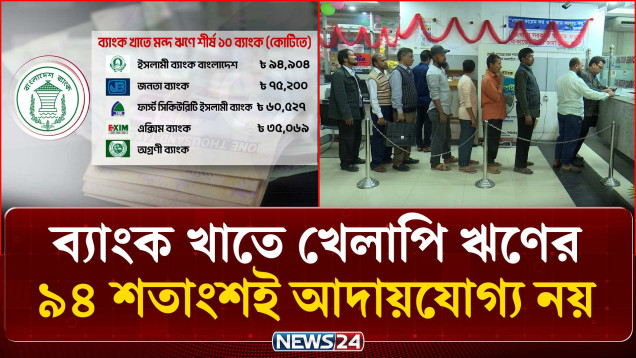 ব্যাংক খাতে খেলাপি ঋণের ৯৪ শতাংশই আদায়যোগ্য নয় | Defaulted Loans | NEWS24 Business