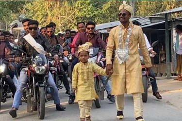 পালিয়ে বিয়ে, পাঁচ বছর পর সন্তান নিয়ে বরযাত্রী 