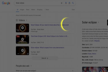 সূর্যগ্রহণ লিখে সার্চ দিলেই অন্ধকার হয়ে যাচ্ছে গুগল