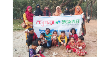 শীতে ছিন্নমূল শিশুদের মাঝে বসুন্ধরা শুভসংঘের ত্বক সুরক্ষা সামগ্রী বিতরণ