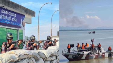 সীমান্তের ওপারে ধোঁয়া, এপারে সতর্ক বিজিবি