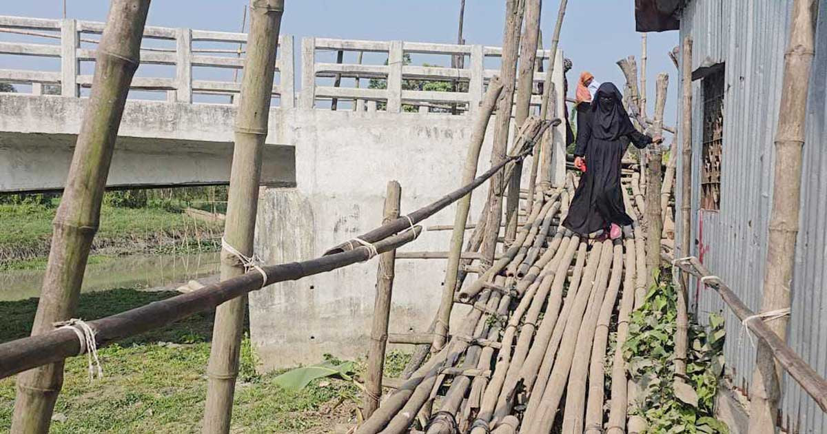 দশ কোটি টাকার দুই সেতু পার হতে হয় বাঁশের সিঁড়ি দিয়ে