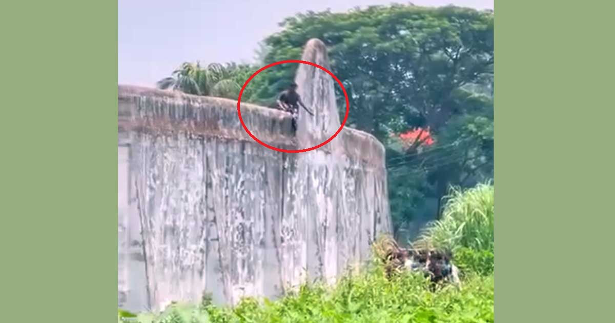 দেয়াল টপকে হাজতির পালানোর চেষ্টা, ভিডিও ভাইরাল