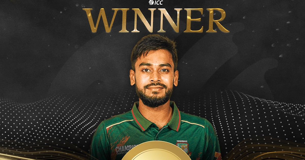 প্রথমবার আইসিসির মাসসেরা ক্রিকেটারের খেতাব জিতলেন মিরাজ