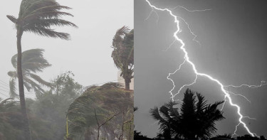রাতের মধ্যে ঢাকাসহ ৮ জেলায় ৬০ কিলোমিটার বেগে বজ্রবৃষ্টির আভাস