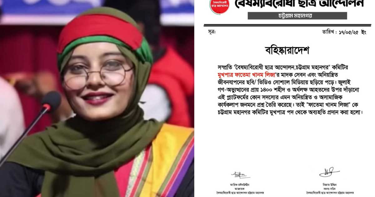 অনিয়ন্ত্রিত জীবনযাপনের ভিডিও ভাইরাল, চট্টগ্রামে নারী সমন্বয়ককে অব্যাহতি