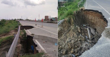ভেঙে গেল ৬০৯ কোটি টাকায় নির্মিত সেতুর সংযোগ সড়ক