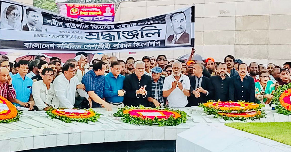 জিয়ার মাজারে পেশাজীবীদের পুষ্পস্তবক অর্পণ