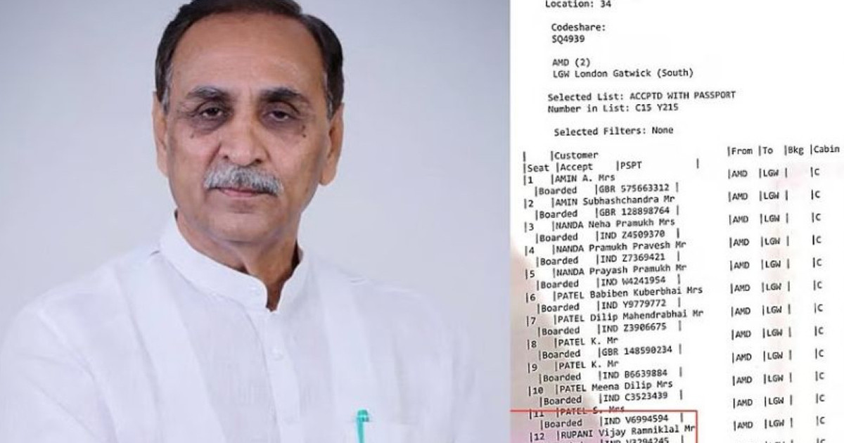 বিমান দুর্ঘটনায় গুজরাটের সাবেক মুখ্যমন্ত্রী নিহত