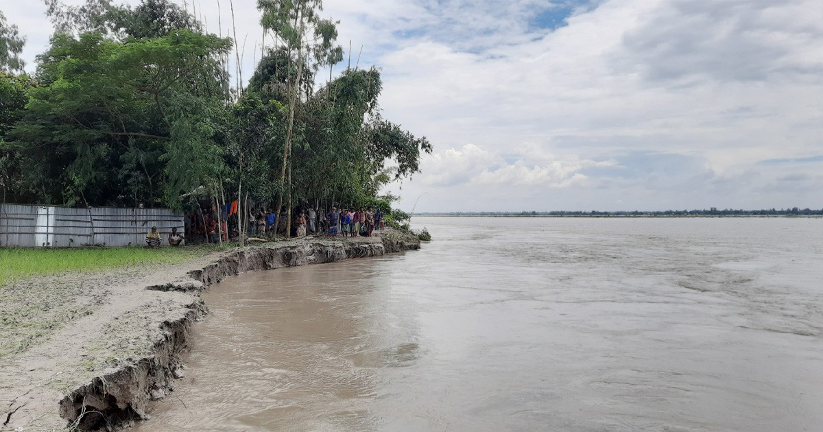 কুড়িগ্রামে পানি কমলেও ভাঙন আতঙ্কে তিস্তা পাড়ের মানুষ