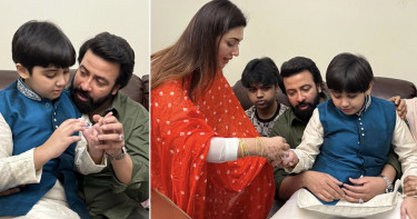 ছেলের জন্মদিনে শাকিবের বাড়িতে অপু