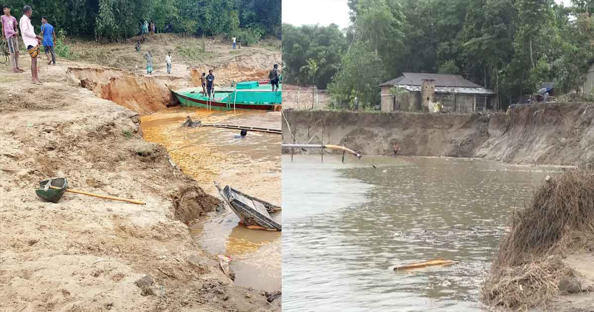 রাতের আঁধারে চলছে বালু উত্তোলনের মহোৎসব, নদী গিলে খাচ্ছে বসতভিটা