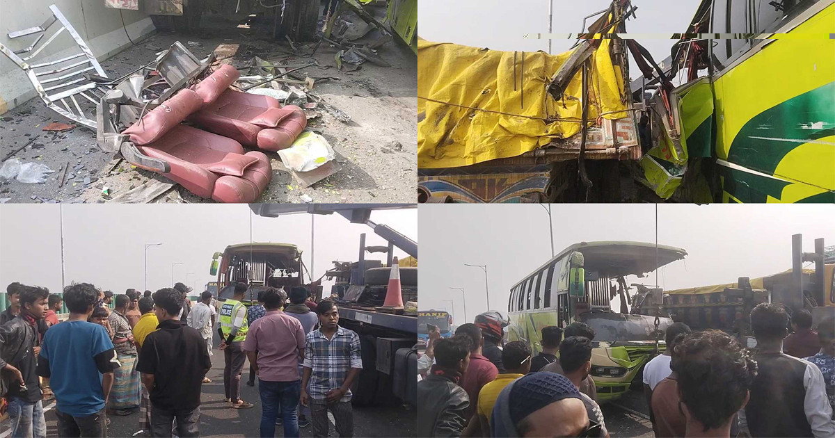 শিবচরে এক্সপ্রেসওয়েতে বাস-ট্রাক সংঘর্ষ, নিহত ৩