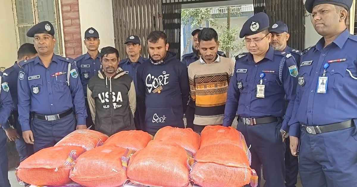 সিরাজগঞ্জে পিকআপে মিললো ২২ লাখ টাকার গাঁজা, আটক ৩