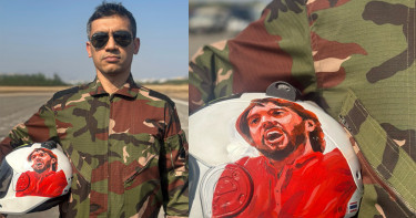 হাদির ছবিযুক্ত হেলমেট পরে বিশ্ব রেকর্ড গড়তে যাচ্ছেন আশিক চৌধুরী