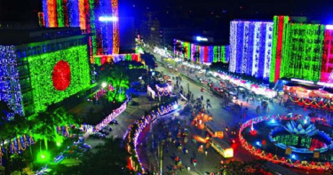 মহান বিজয় দিবস উপলক্ষে ঢাকাজুড়ে লাল-সবুজ আলোকসজ্জা