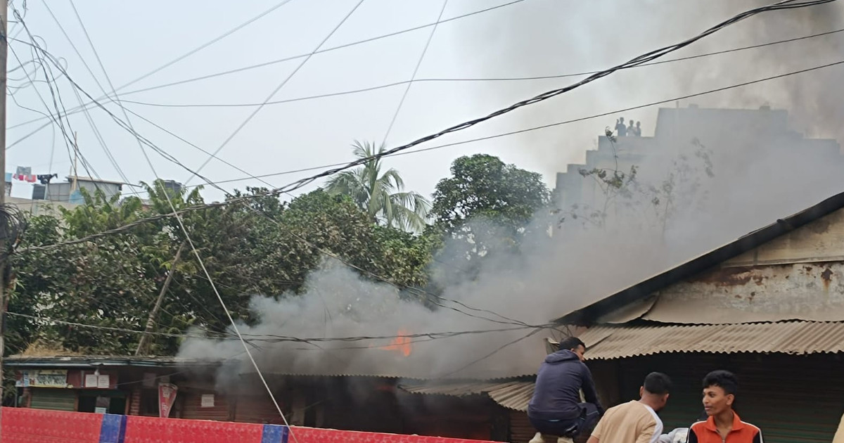 সোনারগাঁয়ে আগুনে পুড়লো ১০ দোকান