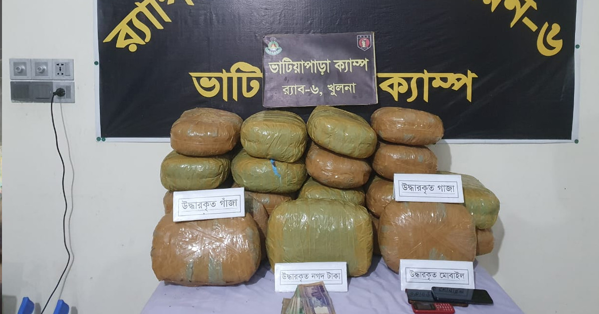 গোপালগঞ্জে বিপুল পরিমাণ গাঁজাসহ দুই মাদক ব্যবসায়ী আটক