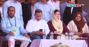 বিএনপির নির্বাচনী জনসভা শুরু, মঞ্চে তারেক রহমান