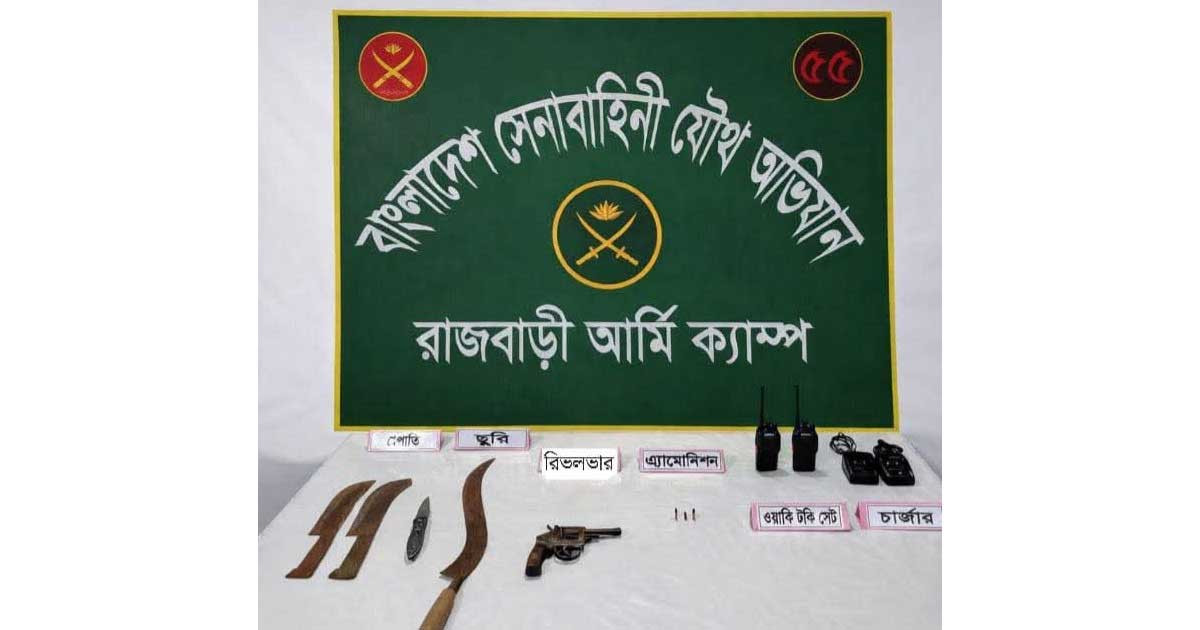 মেহগনি বাগান থেকে পাকিস্তানের তৈরি রিভলভার, গুলি ও দেশীয় অস্ত্র উদ্ধার