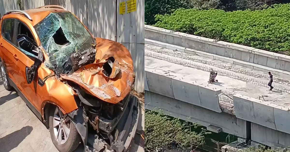 হঠাৎ চলন্ত গাড়ির ওপর আছড়ে পড়ল মেট্রোরেলের পিলার