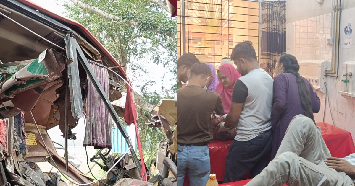 ঢাকা-বরিশাল মহাসড়কে দুই বাসের মুখোমুখি সংঘর্ষে নিহত ২