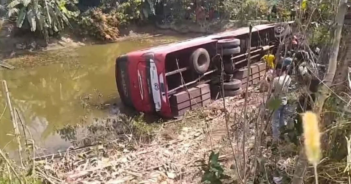 গোপালগঞ্জে নিয়ন্ত্রণ হারিয়ে যাত্রীবাহী বাস খাদে, আহত ১৫