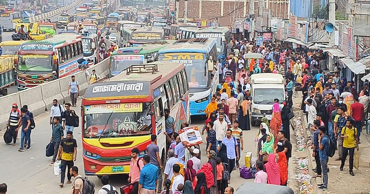 নাড়ির টানে শেকড়ে ফিরছে মানুষ, মহাসড়কে গাড়ির চাপ