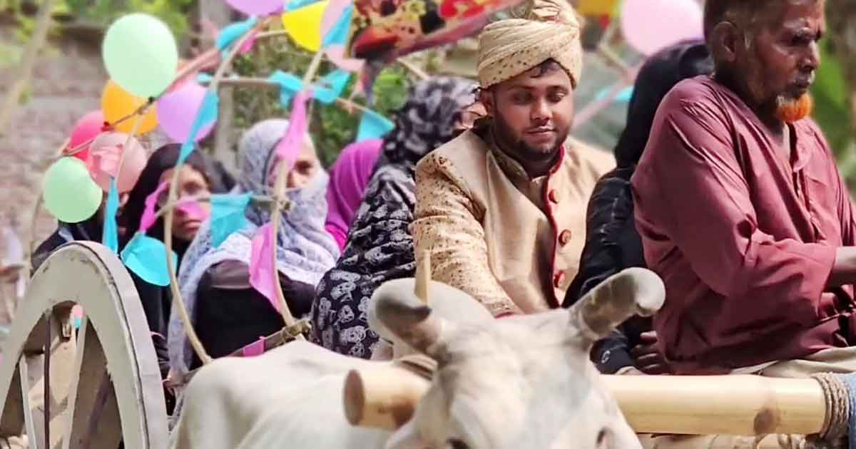 কালীগঞ্জে গরুর গাড়ির বহরে বরযাত্রা