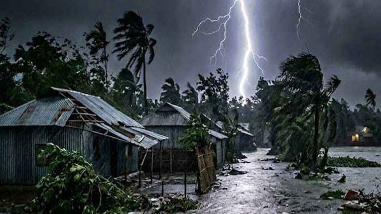 রাতে দেশের দুই জেলায় ৬০ কিমি বেগে ঝড়ের আভাস