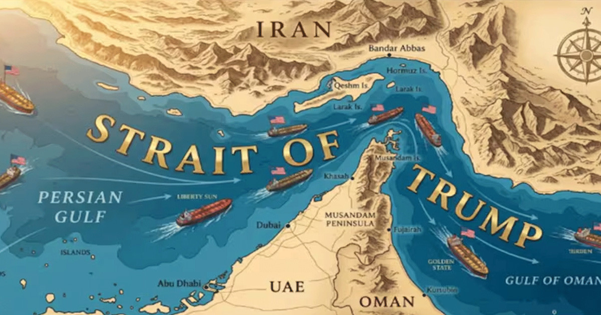 হরমুজ প্রণালিকে ‘ট্রাম্প প্রণালি’ দেখিয়ে ট্রাম্পের মানচিত্র শেয়ার