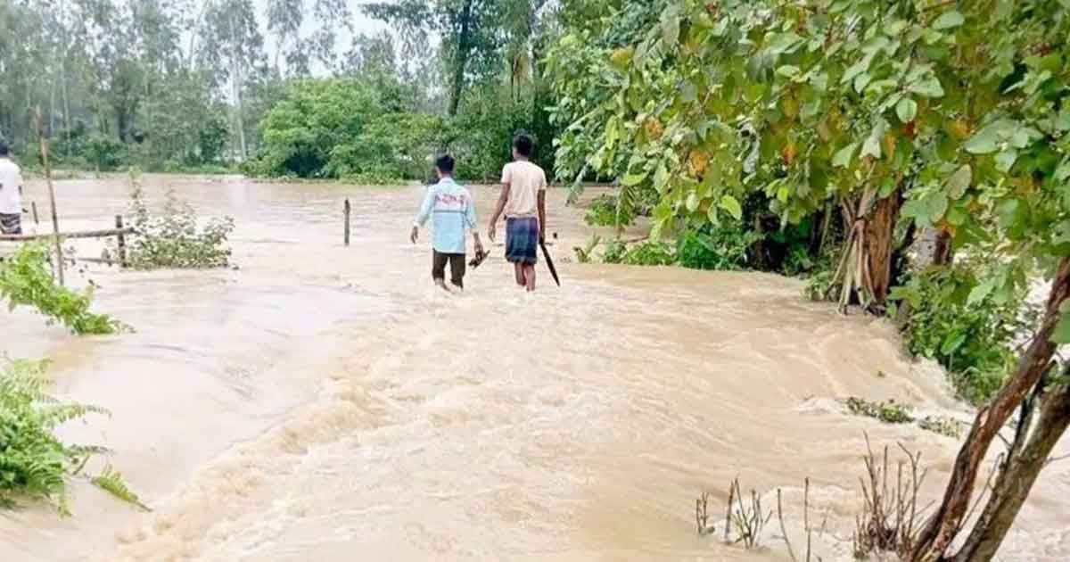 ভারী বৃষ্টি ও উজানের পাহাড়ি ঢলে প্লাবিত ২০ গ্রাম