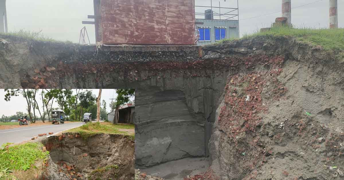 দ্বিতীয় তিস্তা সেতুর সংযোগ সড়কে ধস, ঝুঁকিতে চলাচল