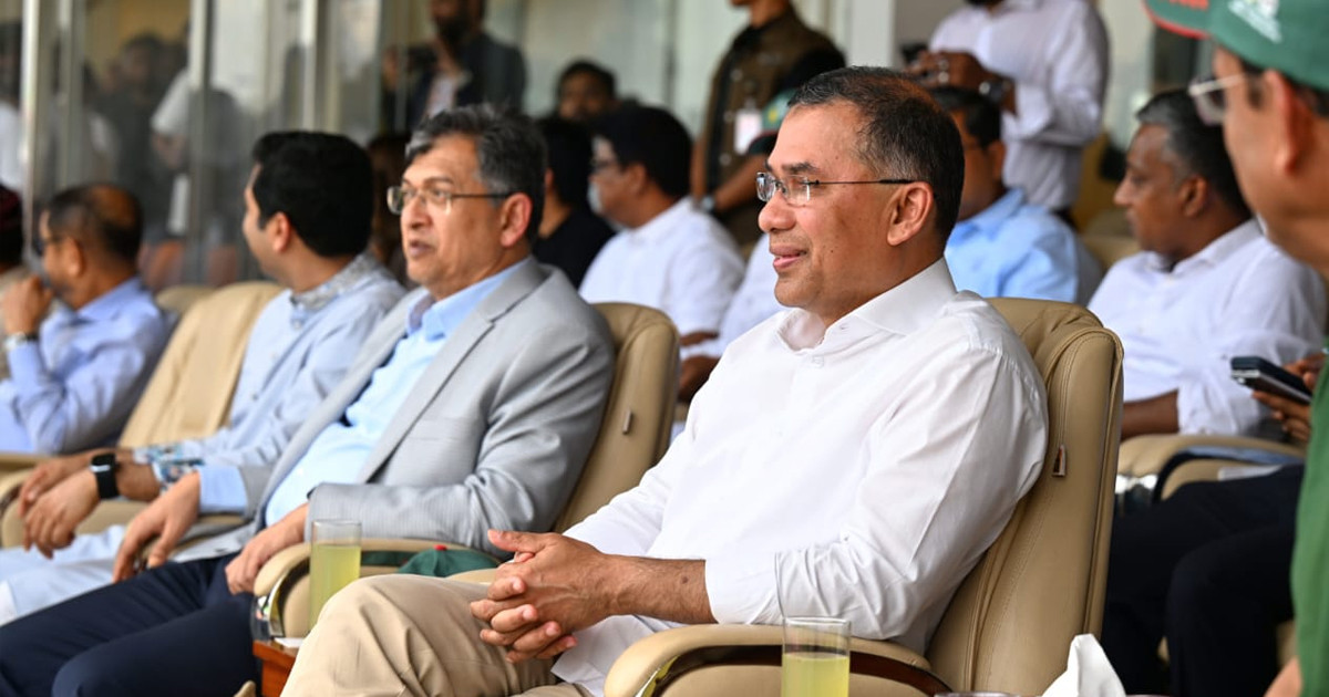 গ্যালারিতে বসে দেশসেরা খুদে ফুটবলারদের খেলা দেখছেন প্রধানমন্ত্রী