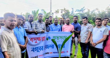 বগুড়ার গাবতলীতে বসুন্ধরা শুভসংঘের উদ্যোগে সড়কে ডাব ও তালগাছের চারা রোপণ