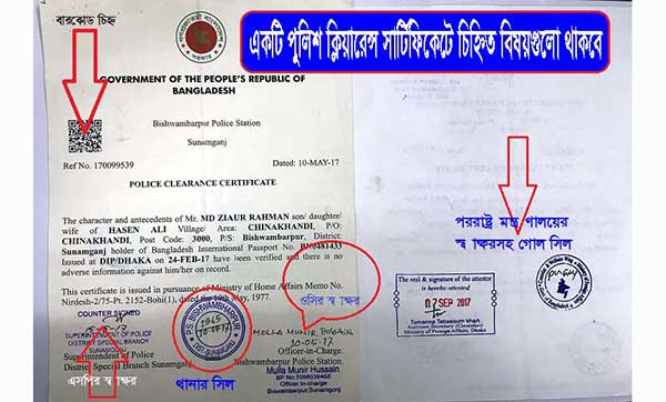 জাল পুলিশ ক্লিয়ারেন্স সার্টিফিকেট শনাক্তের উপায়